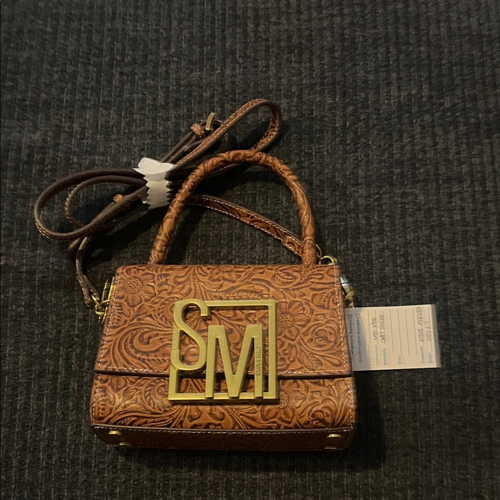 Steve Madden Brown Embossed Mini Bag with Gold Logo